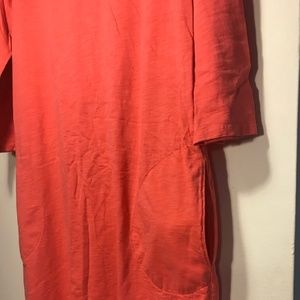 Garnet Hill Salmon T-Shirt Dress with Pockets